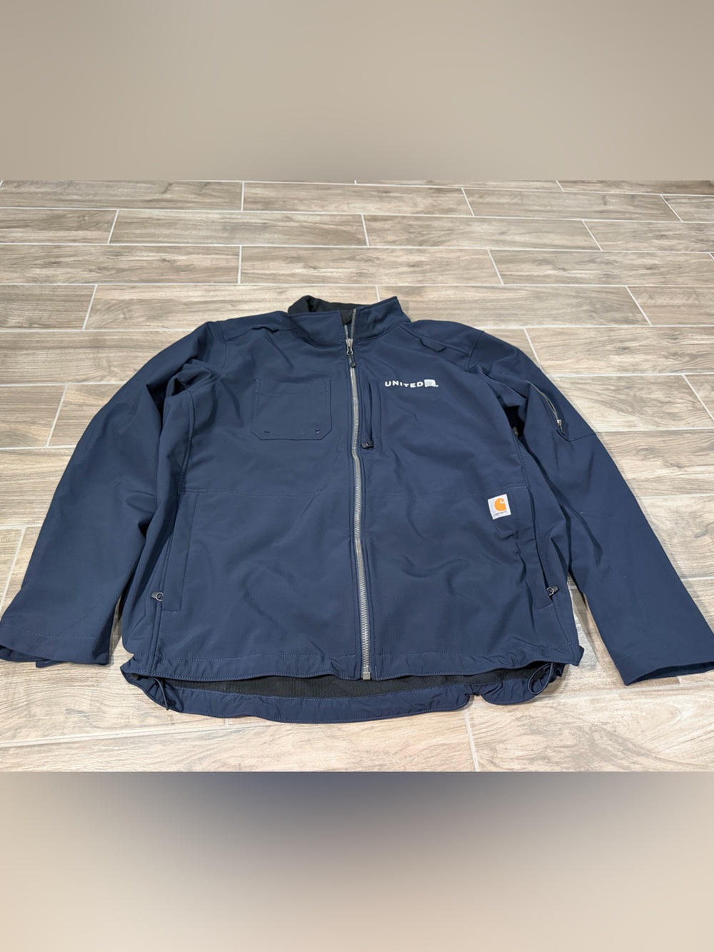 Carhartt Men Jacket Full Zip XL Blue Soft Shell Nylon 103708 United Airline